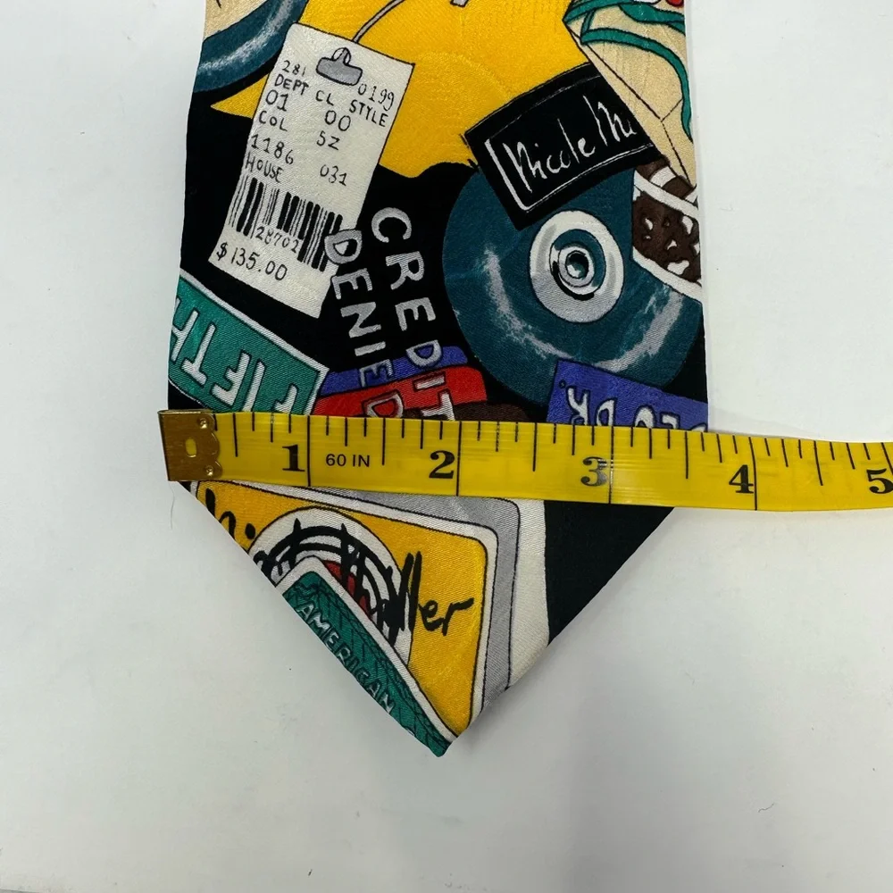 Vintage 1991 Nicole Miller Men‎ Silk Neck Tie Shop Til You Drop Necktie 55x3.5